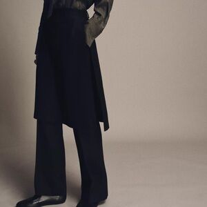 Zara ZW Collection Pareo Straight Leg Pants Black Twill Lyocell Modern Women’s S